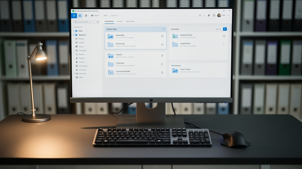 Windows PC workstation with PDF optimization software open