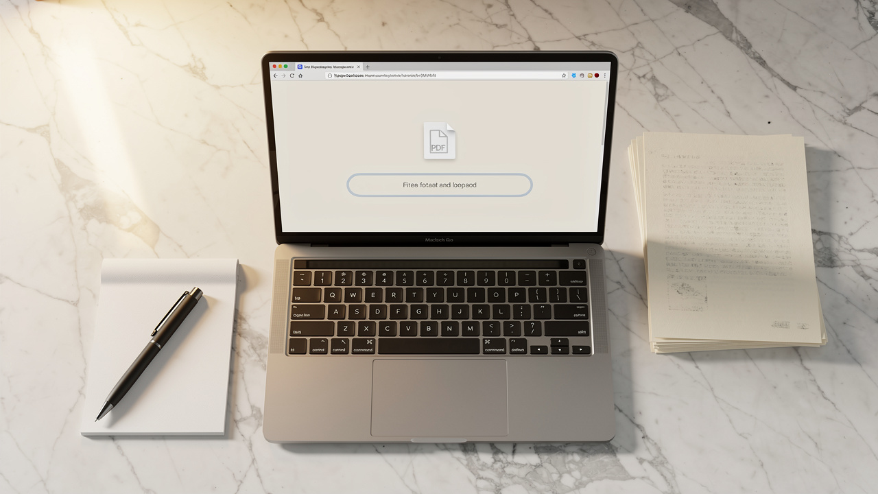 Laptop browser showing online PDF to Word conversion tool