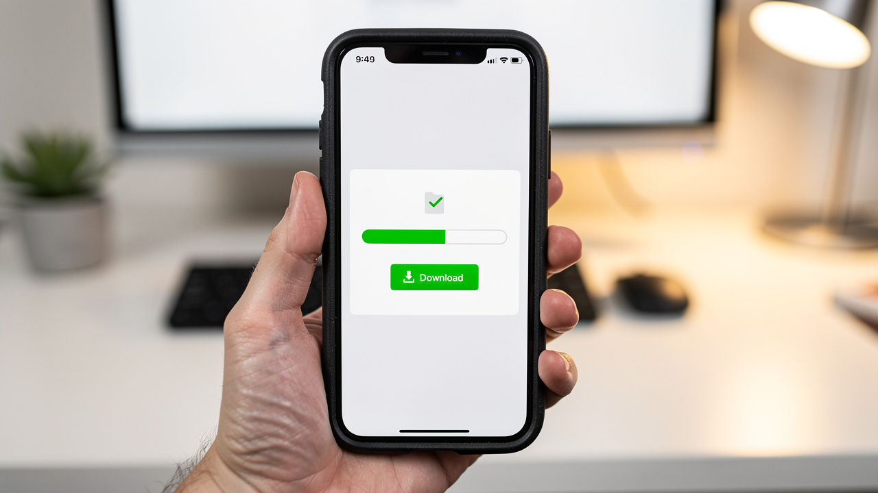 Downloading a converted PDF file on a smartphone
