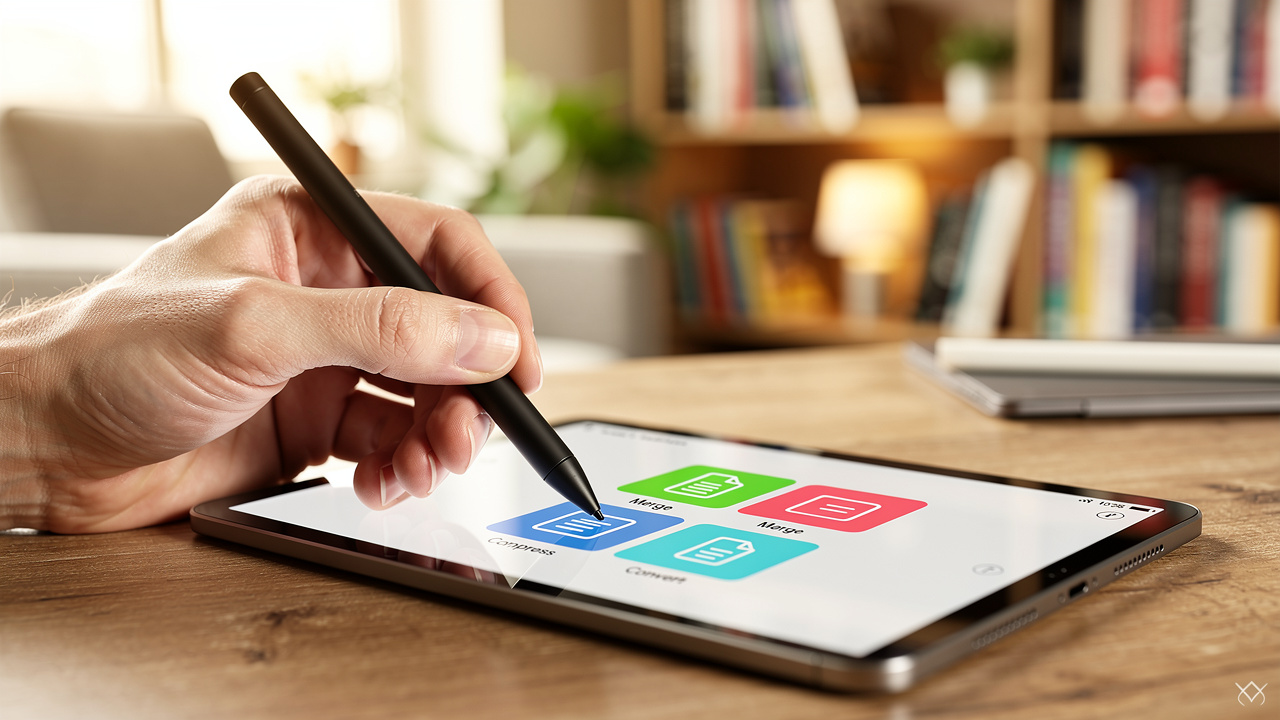Person using tablet to manage and edit PDF documents