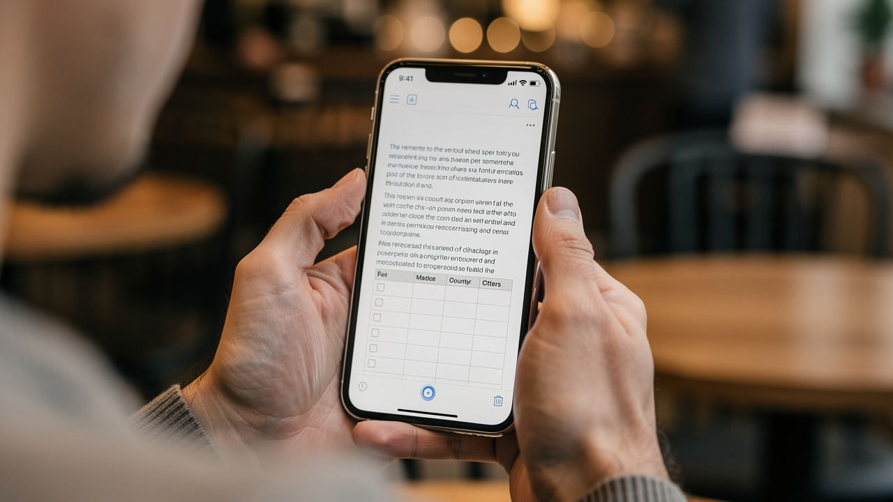 Person viewing converted PDF document on smartphone screen