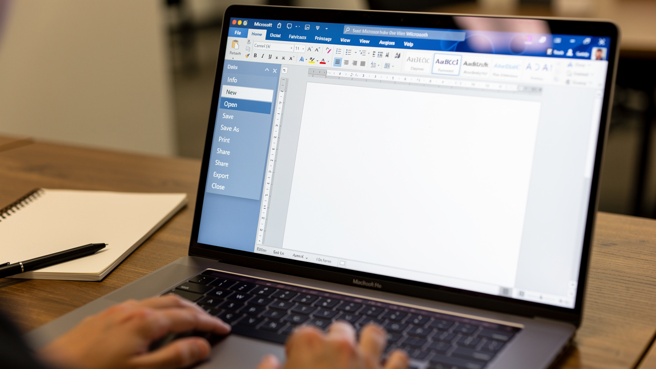 Microsoft Word file menu open showing Save As option