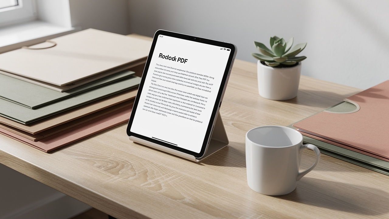 Organized digital workspace with saved PDF files on tablet