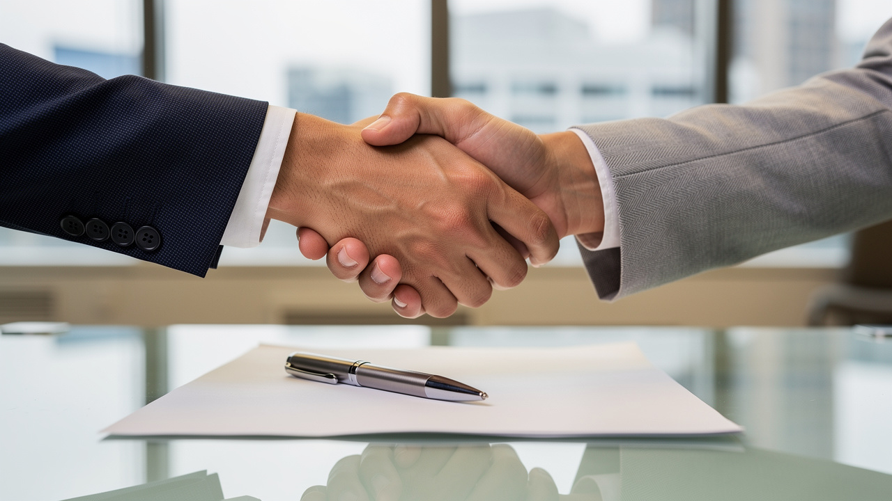Handshake over a secure document signing in an office