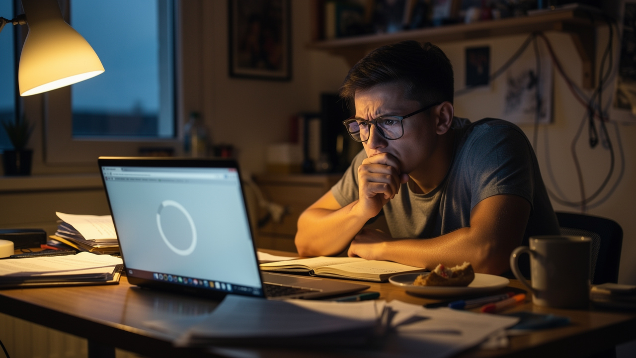 User troubleshooting a slow web to PDF conversion on laptop