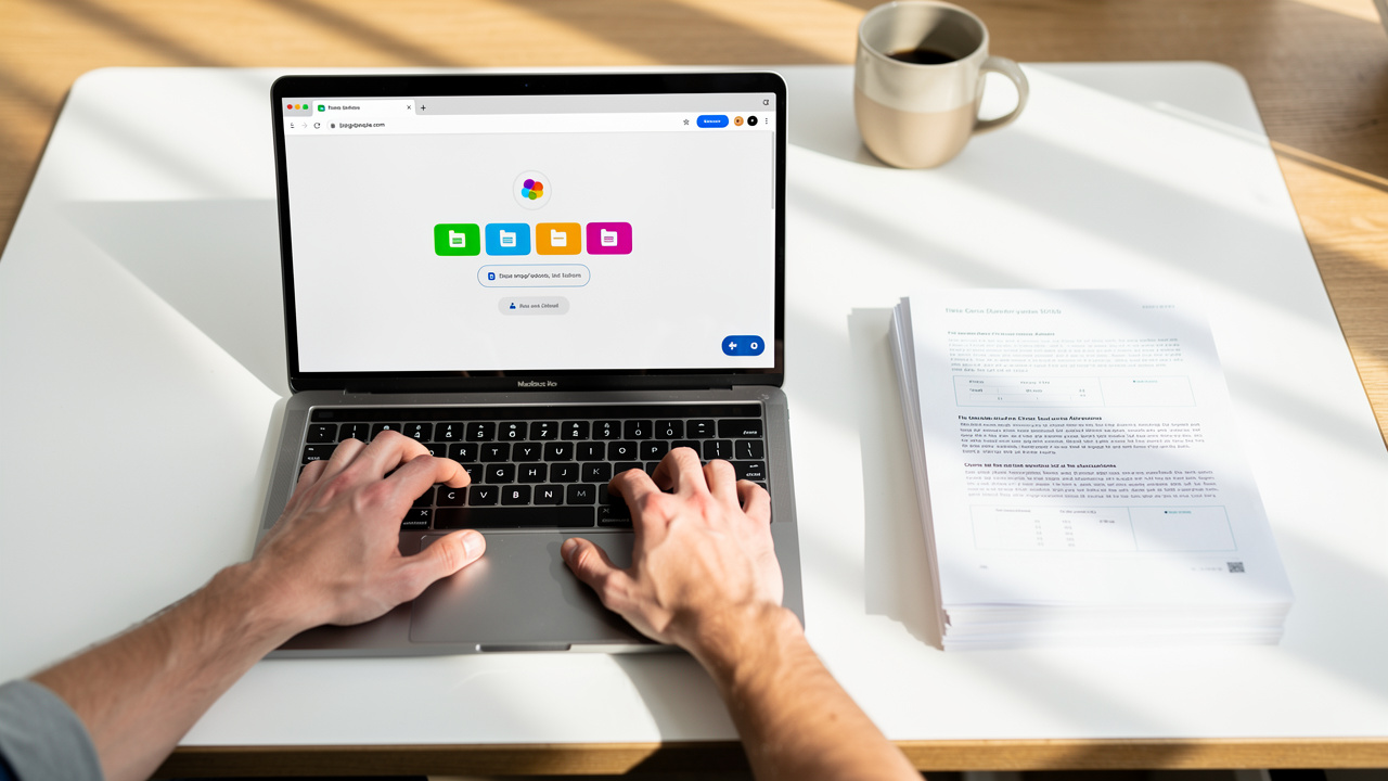 Person uploading a PDF document on a laptop browser