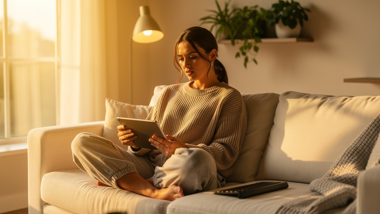 Freelancer editing PDF documents on a tablet at home