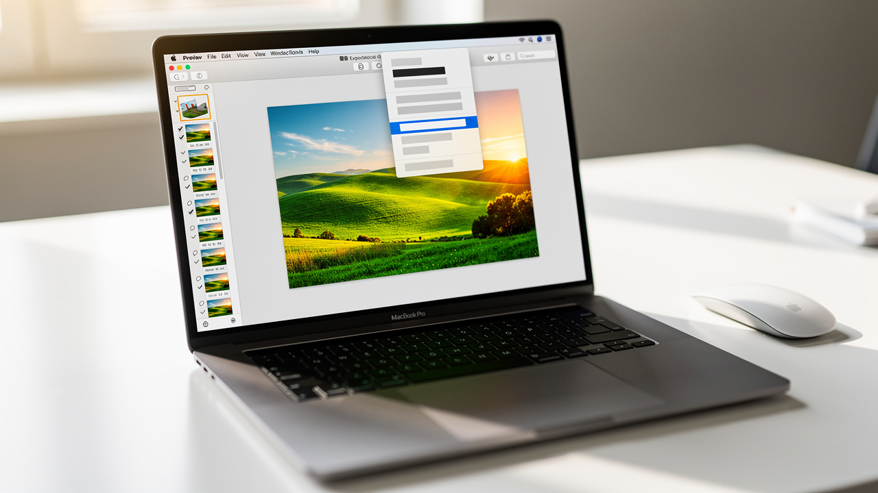 MacBook Preview app with export to PDF option highlighted
