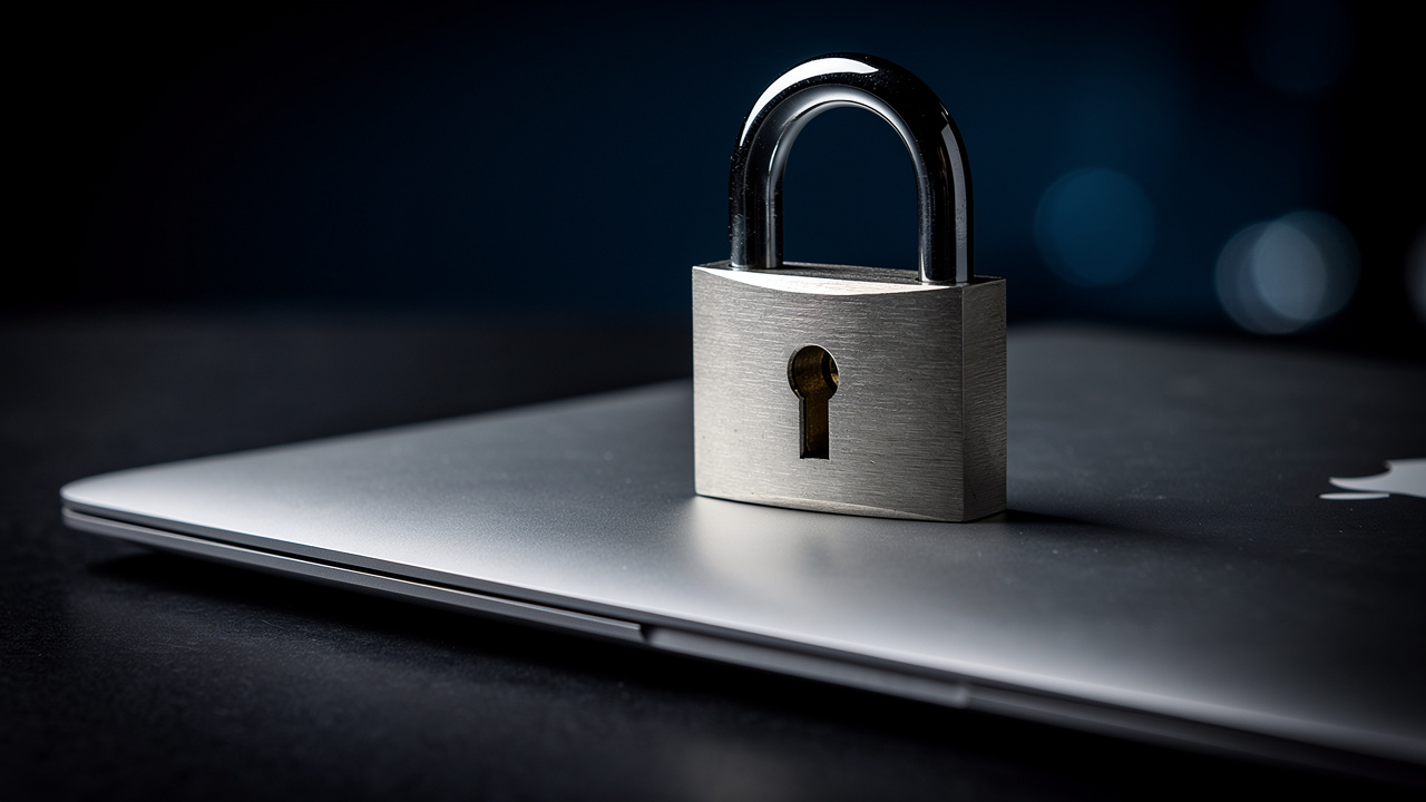 Padlock on laptop symbolizing document upload security