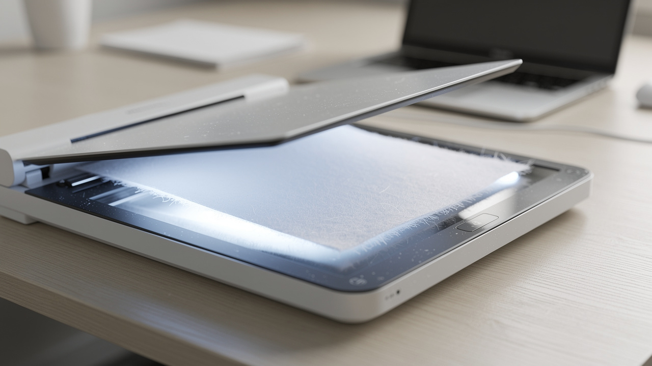 Flatbed scanner converting printed document to digital text