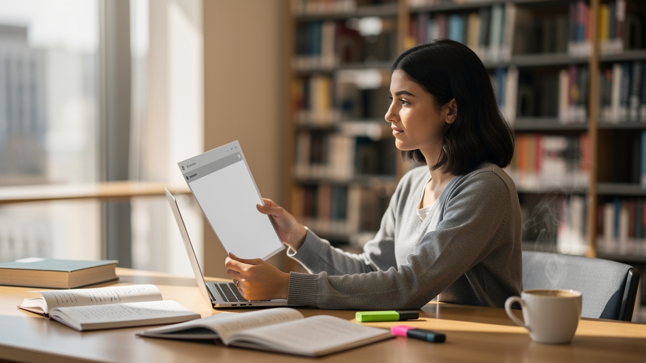 Student using a free online PDF tool on a laptop