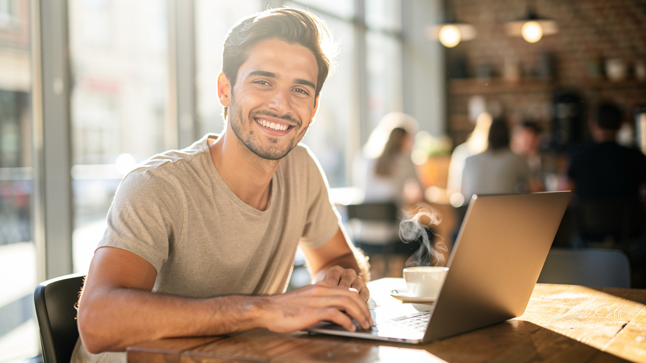 Young professional working smarter with PDFs at café