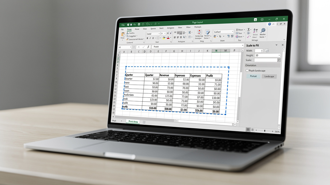 Excel Page Layout settings for PDF export setup