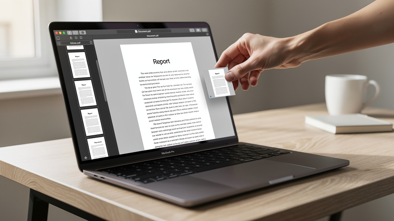 Mac user dragging PDF pages in Preview app