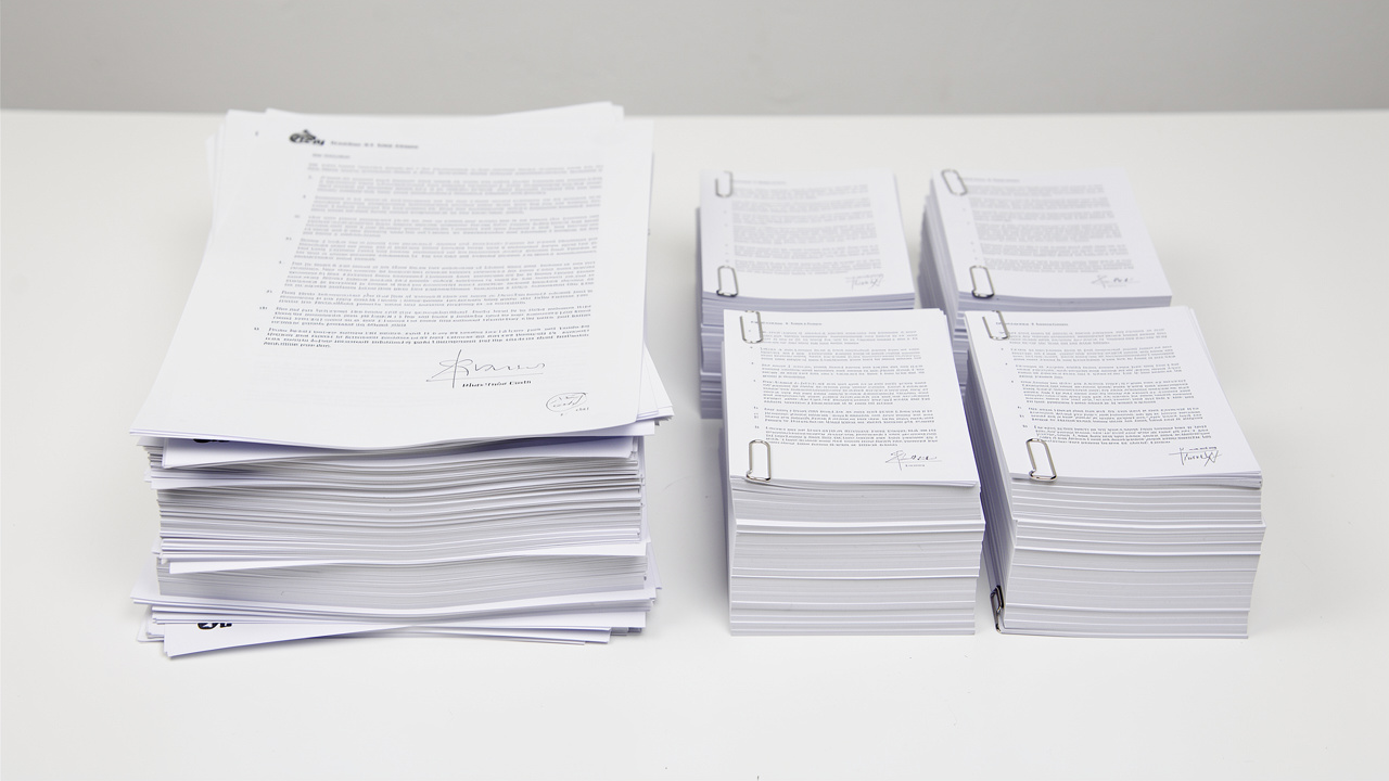 Comparison of full document stack versus neatly split sections