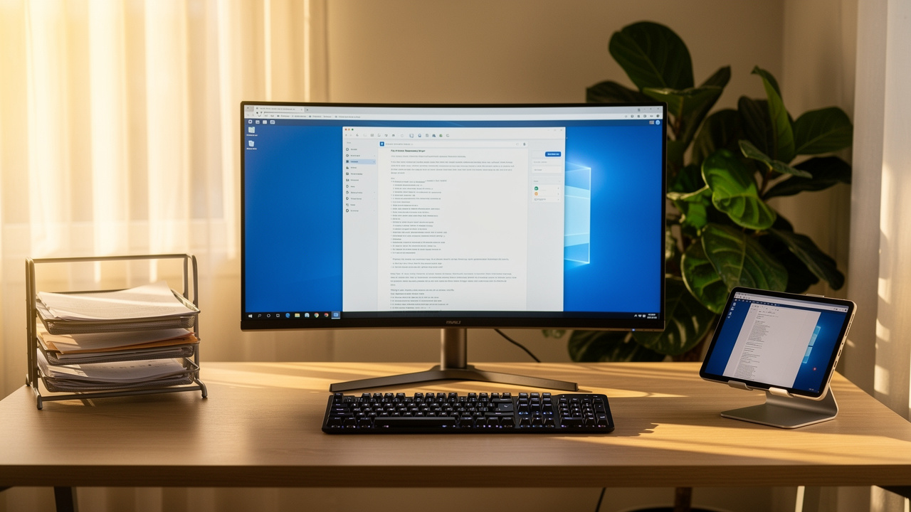 Modern home office setup for streamlined PDF document workflow