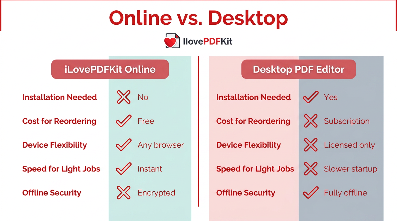 Online PDF tool vs desktop software comparison chart