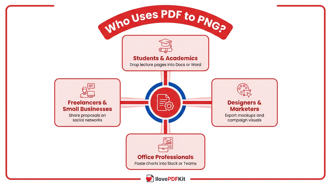 Infographic showing who uses PDF to PNG conversion