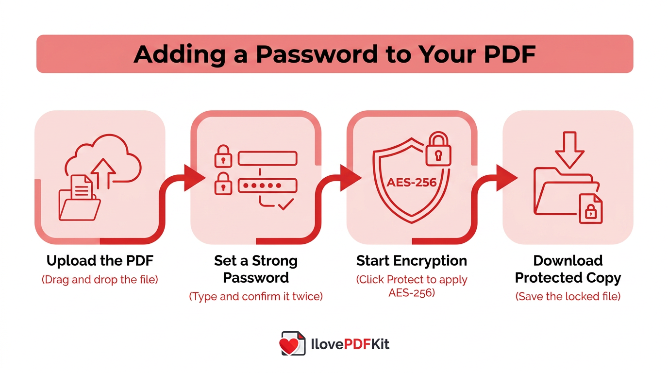Steps to add a password to a PDF online