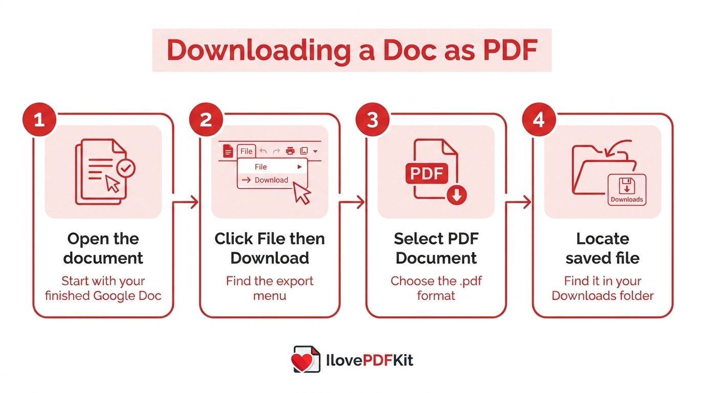 Steps for downloading a Google Doc as PDF