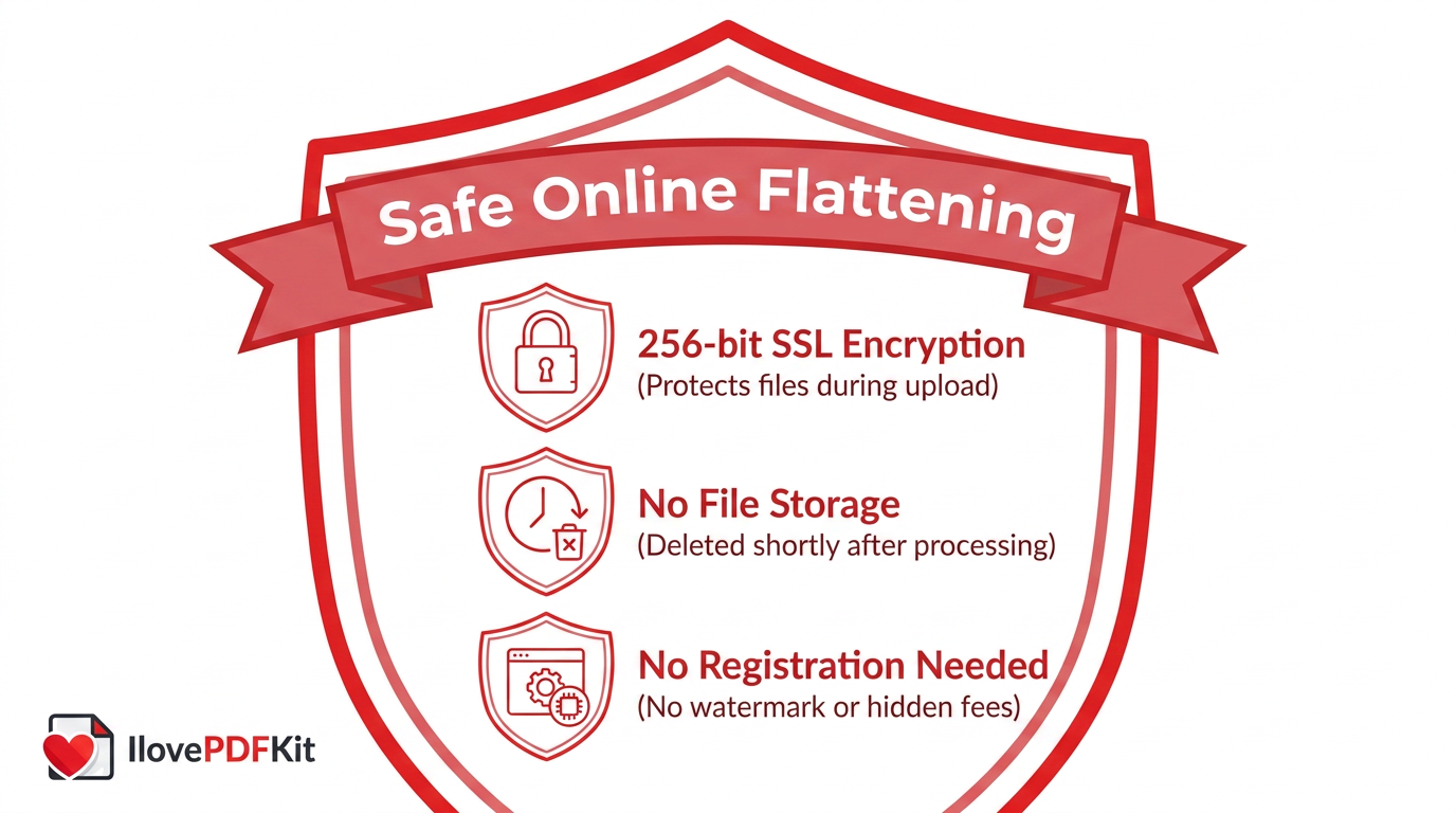 Infographic on securely flattening sensitive PDF files online