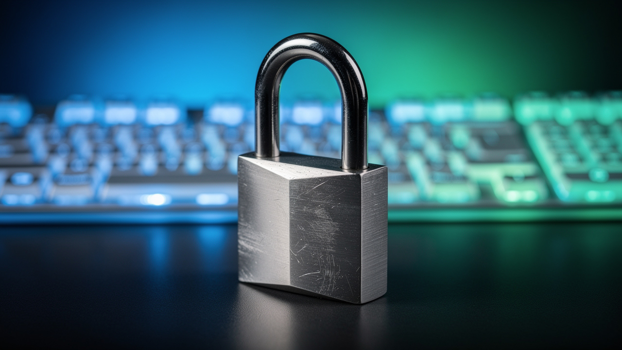 Padlock on keyboard symbolizing secure online file conversion
