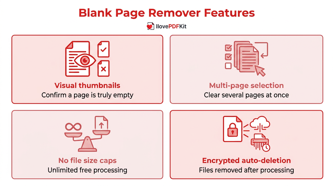Infographic listing key features of a good PDF page remover