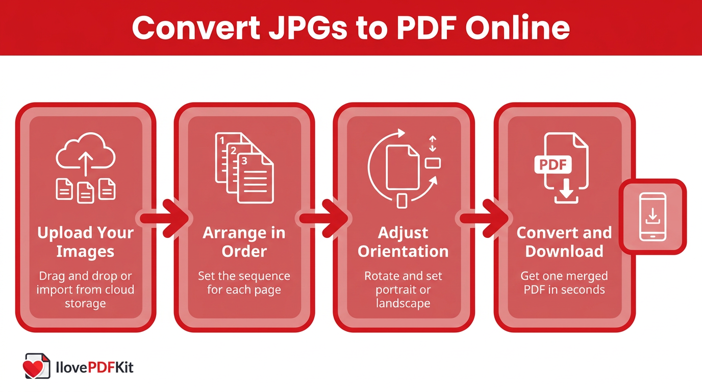 Four steps to convert JPG files to PDF online