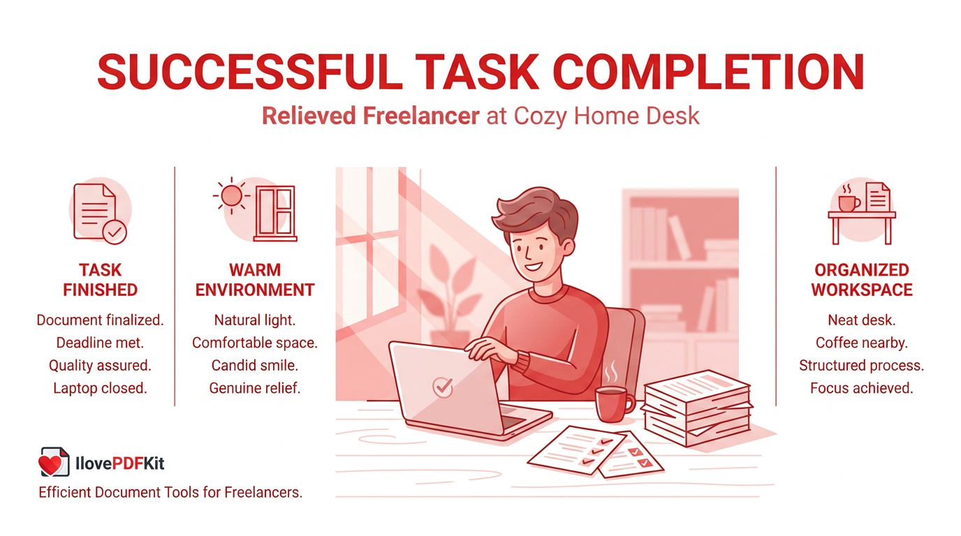 Freelancer relieved after finishing document conversion task