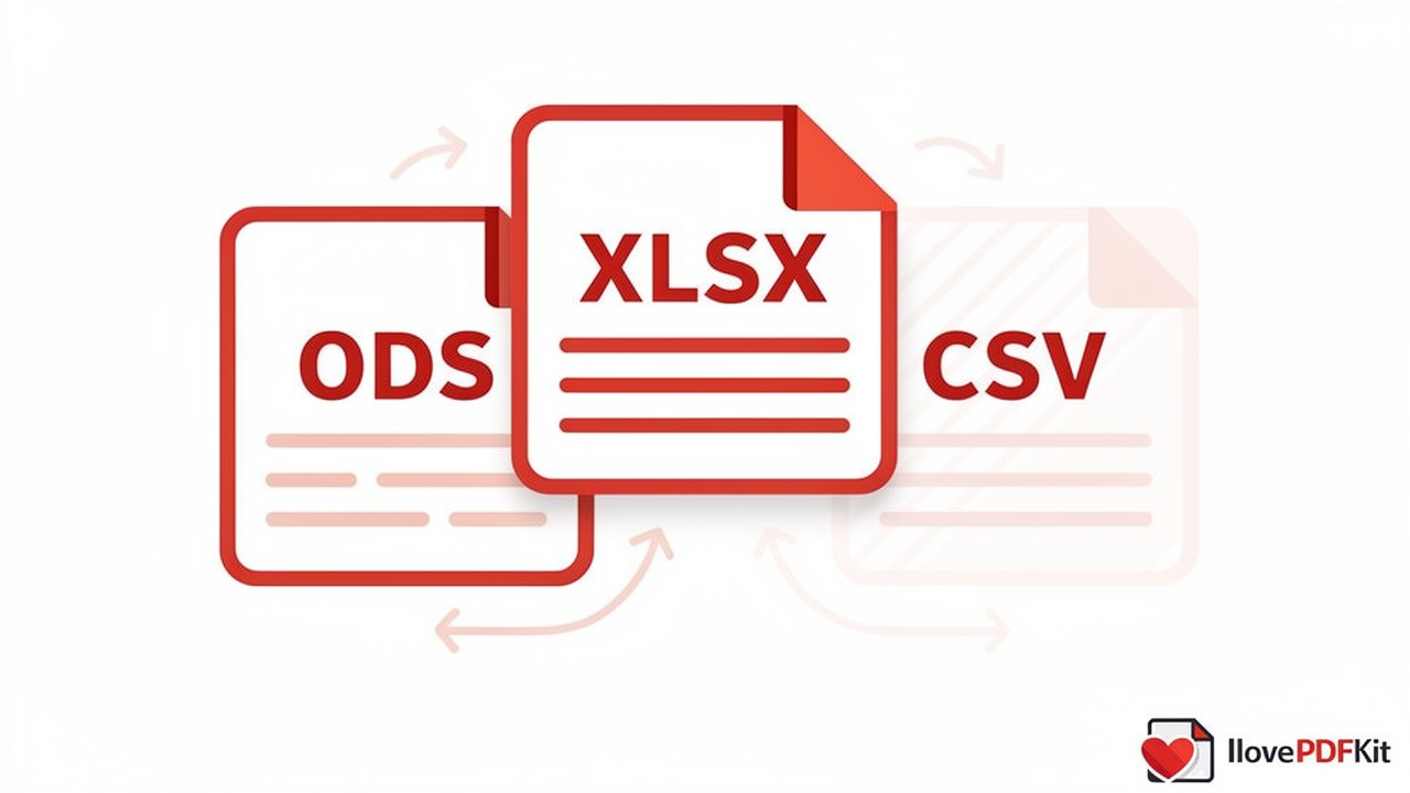 Visual comparison of ODS, XLSX, and CSV file format differences