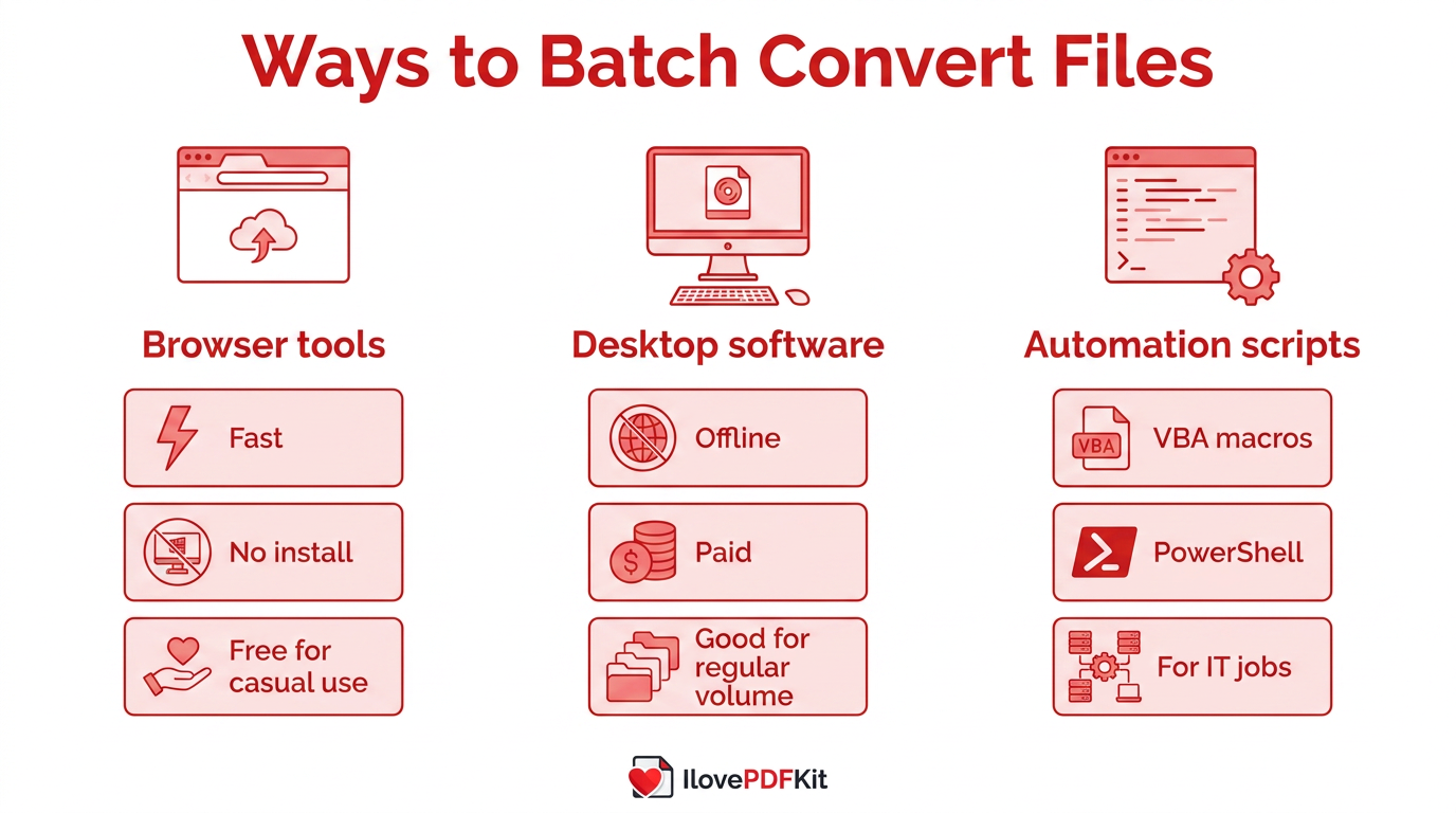 Comparison of methods to batch convert Word files