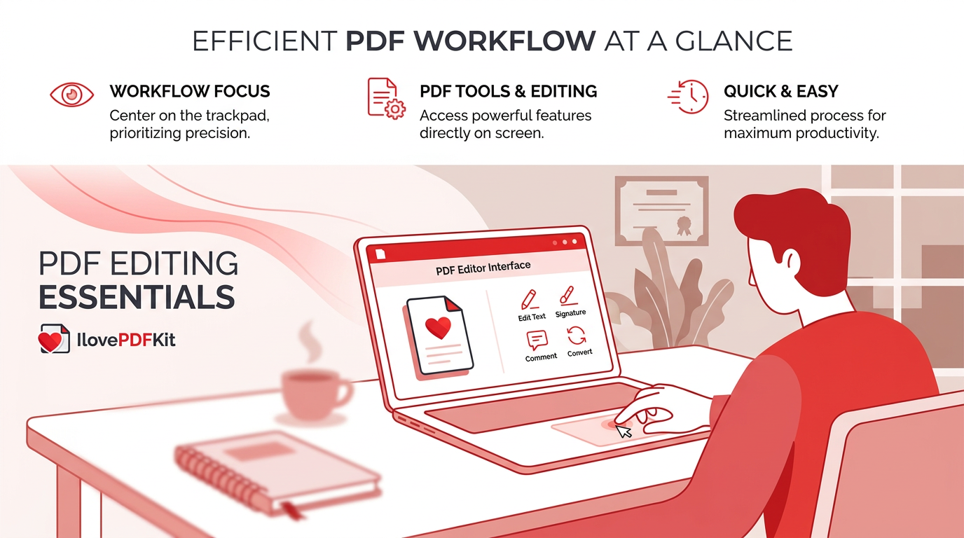 Person editing a PDF on a laptop at desk