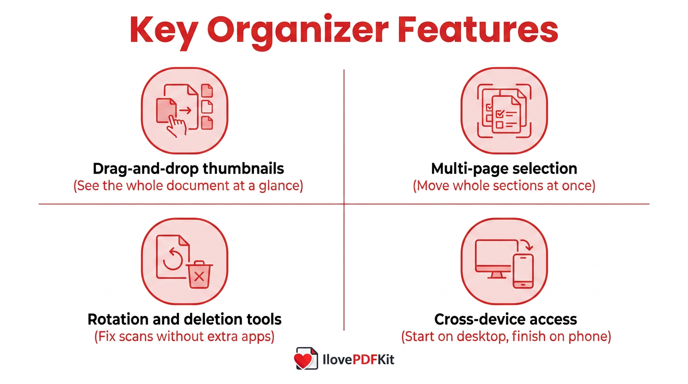 Infographic of must-have features in an online PDF organizer