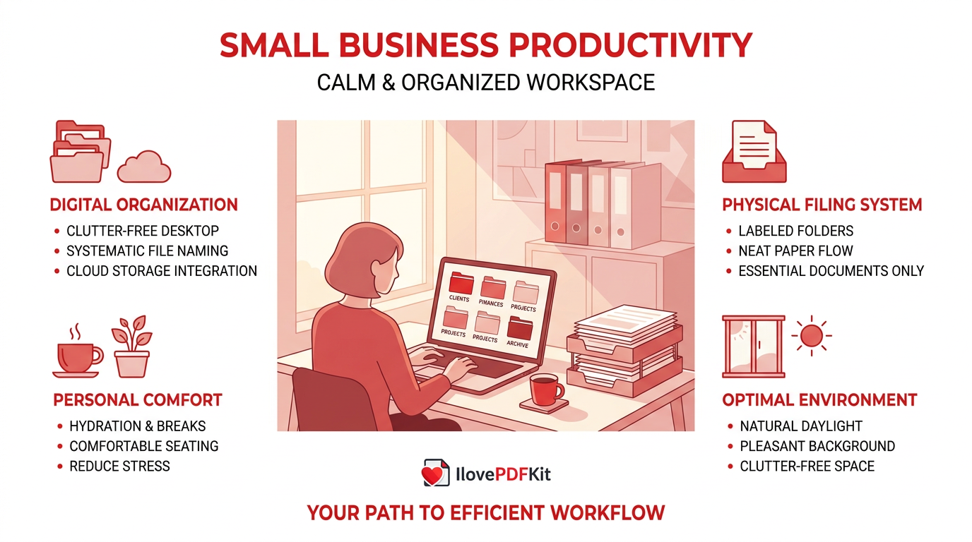 Professional organized workspace for document management