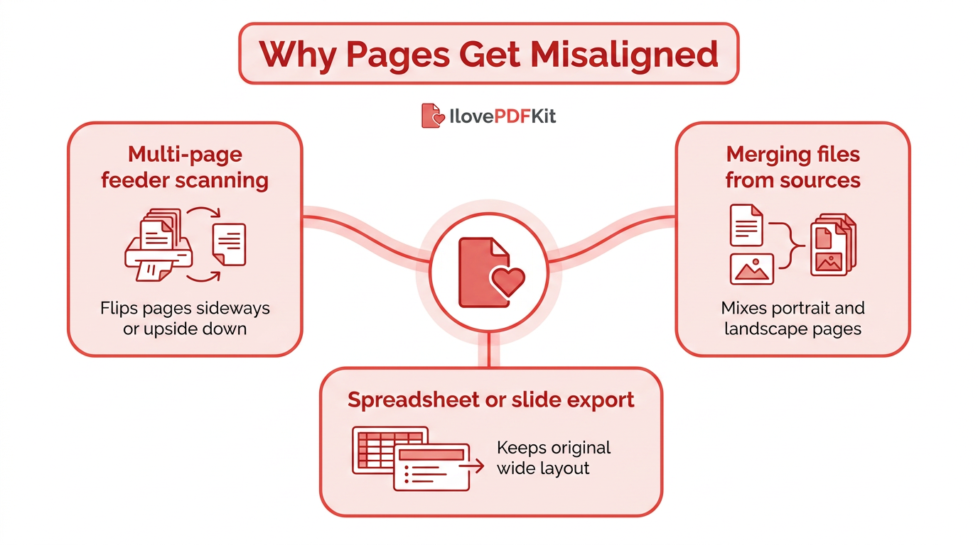Infographic showing reasons PDF pages end up misaligned
