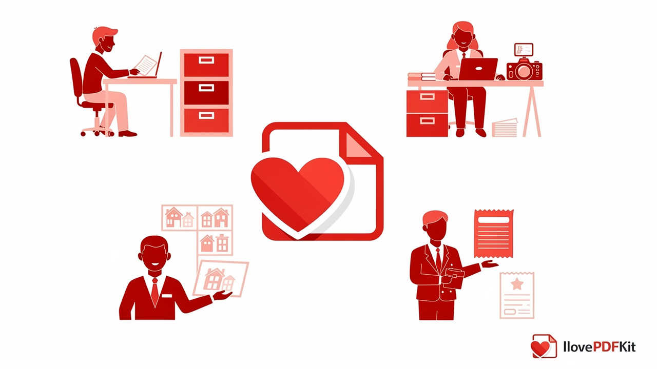 Icons representing different professions who use JPG to PDF converters