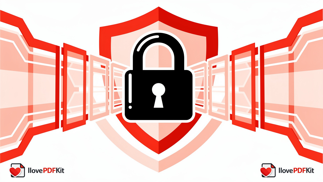 Icon representing secure encrypted PDF file transfer and protection