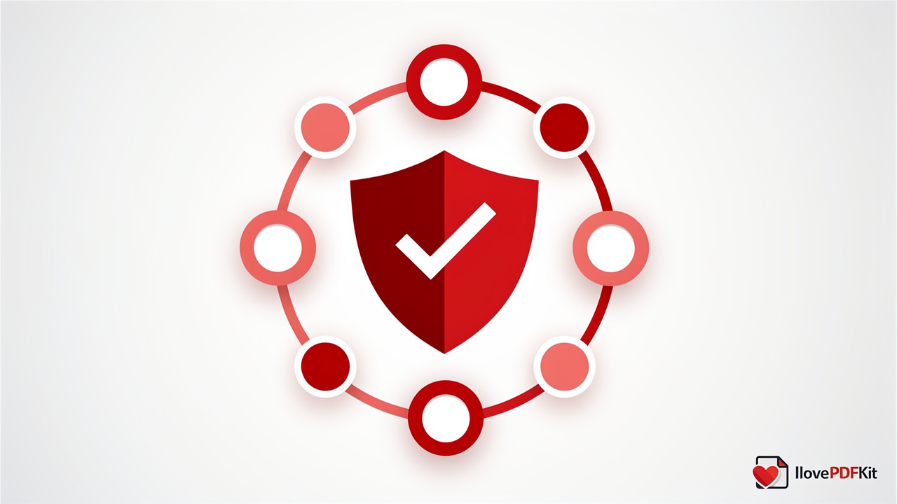 Security and encryption protection symbol for safe PDF merging